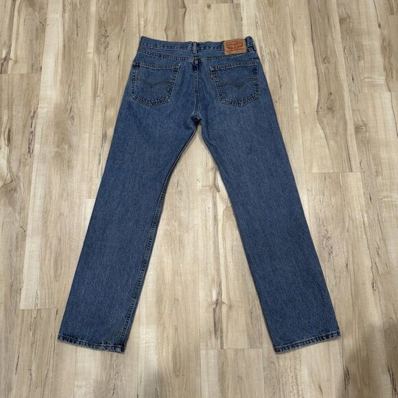 Levis 505 Jeans Mens 32x32 Regular Fit Straight Leg Dark Wash Blue - Picture 6 of 10